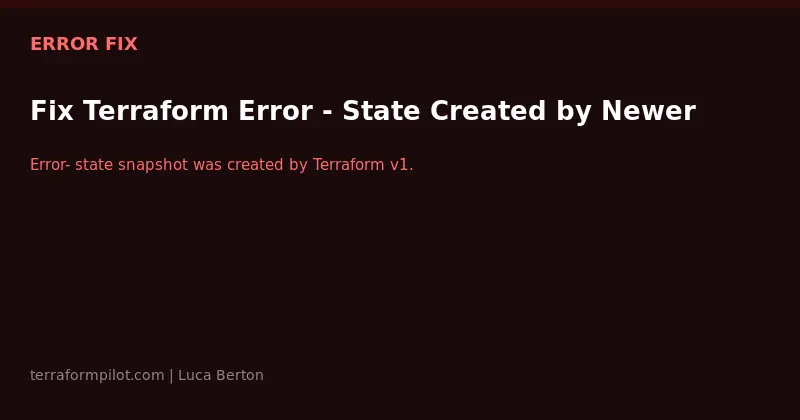 Fix Terraform Error - State Created by Newer Terraform Version