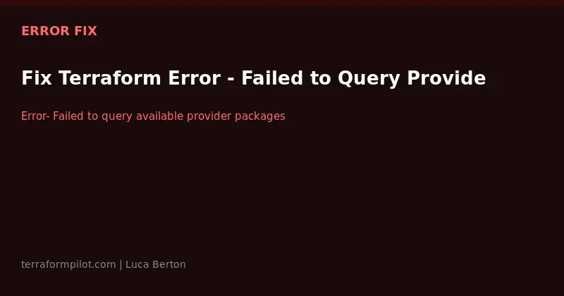 Fix: Failed to Query Available Provider Packages